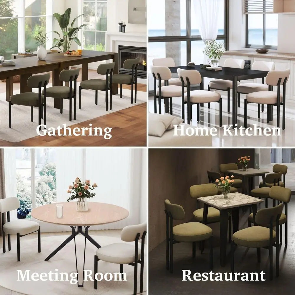 XMSJ Faux Leather Dining Chairs With Curved Backs And Metal Legs