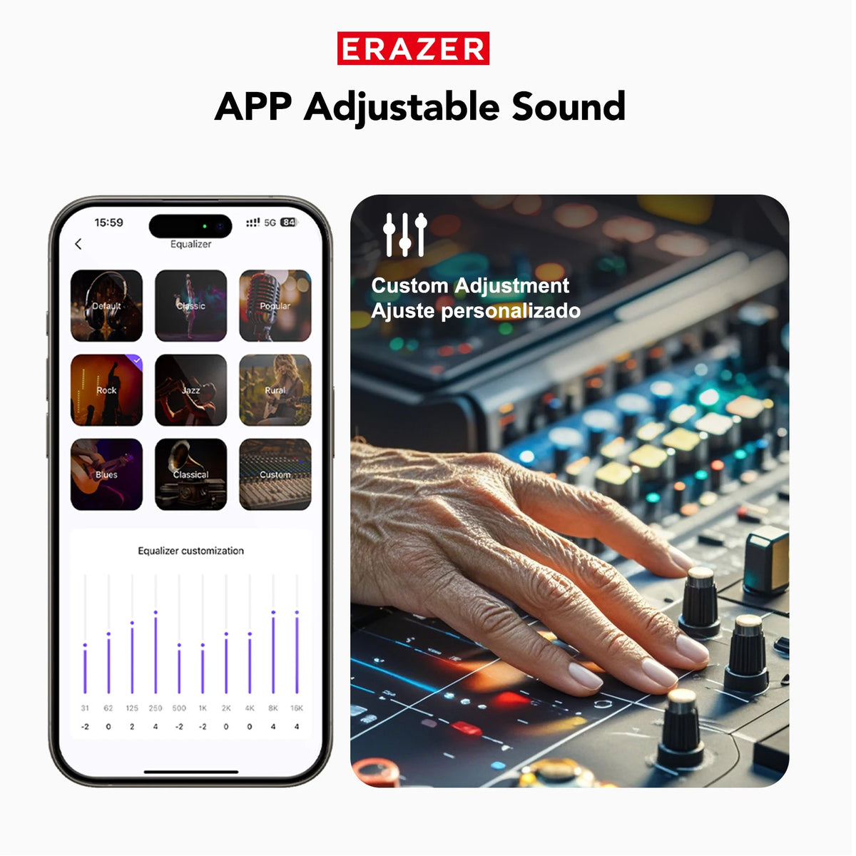 Headphones Bluetooth V6.0 ERAZER XP6 Ai Translator Wireless Earphones HD LCD Display Low latency Extremely Comfortable for Music