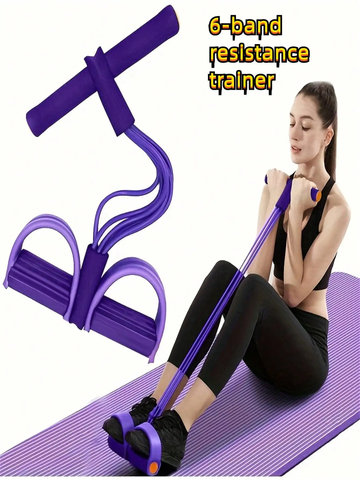 Elastic Yoga Stretch Resistance Bands Six Tube Set For Core Training