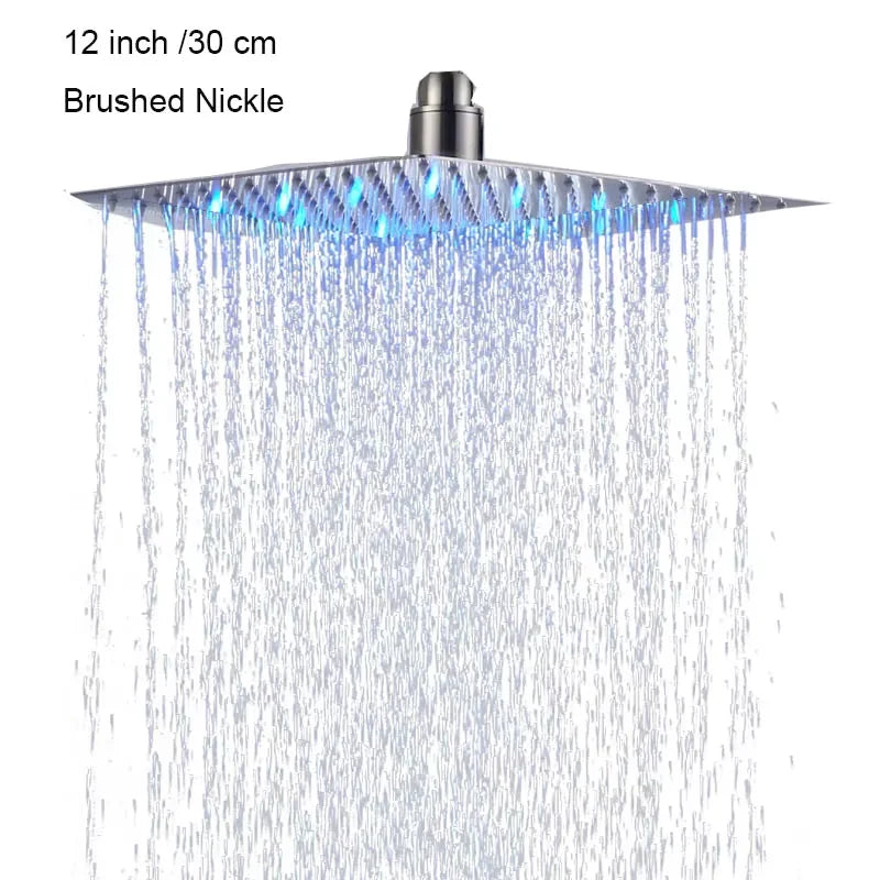 FMHJFISD LED Stainless Steel Rainfall Shower Head Water Saving