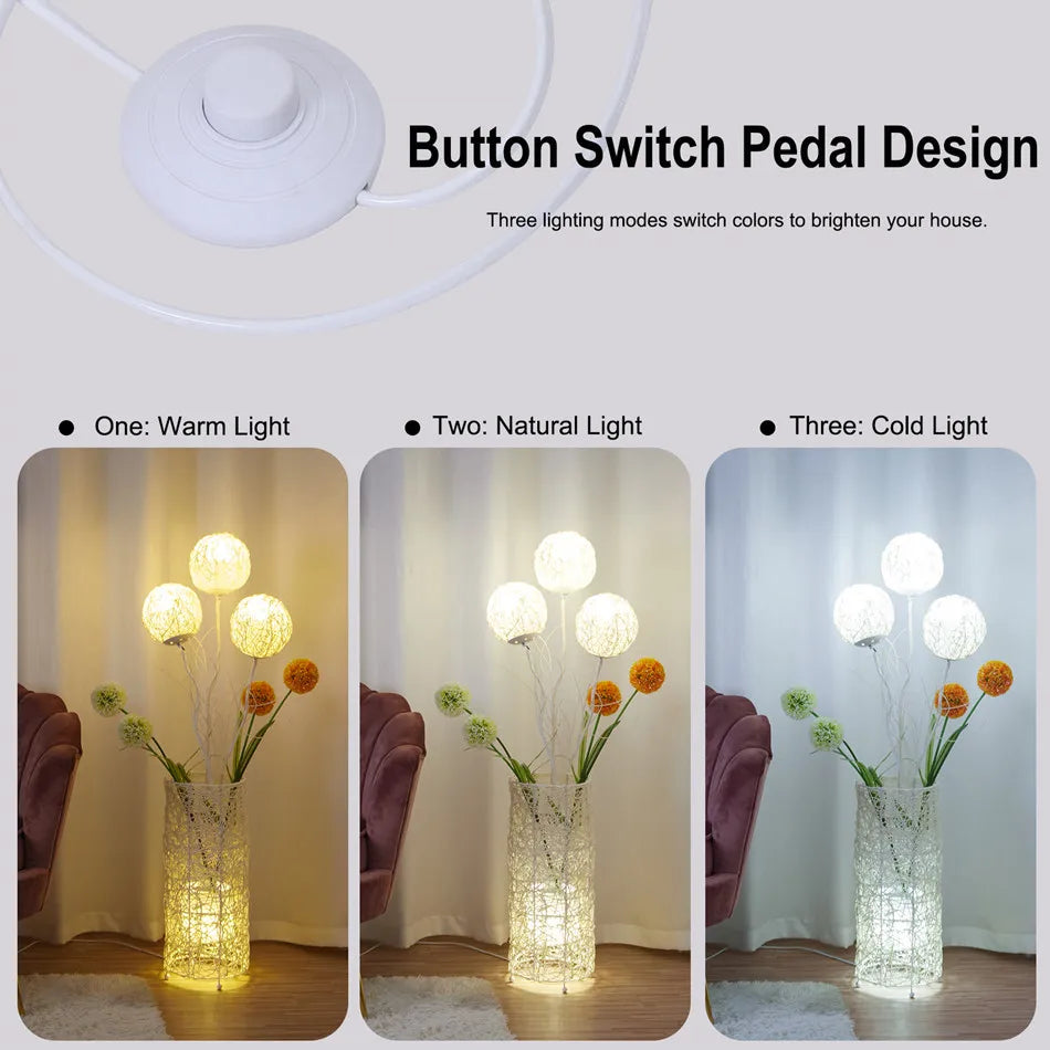 LUVODI Modern Rattan Floor Lamp Tall Standing Decorative Lighting for Living Room Bedroom Home Decor