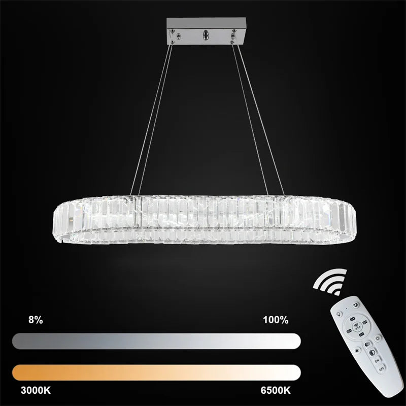 GreeLustr Modern Crystal LED Chandelier for Dining Room Decor