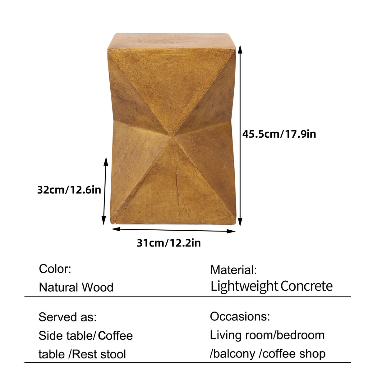 Modern Concrete Accent Side Table for Outdoor Patio Stylish End Table to Enhance Home Decor