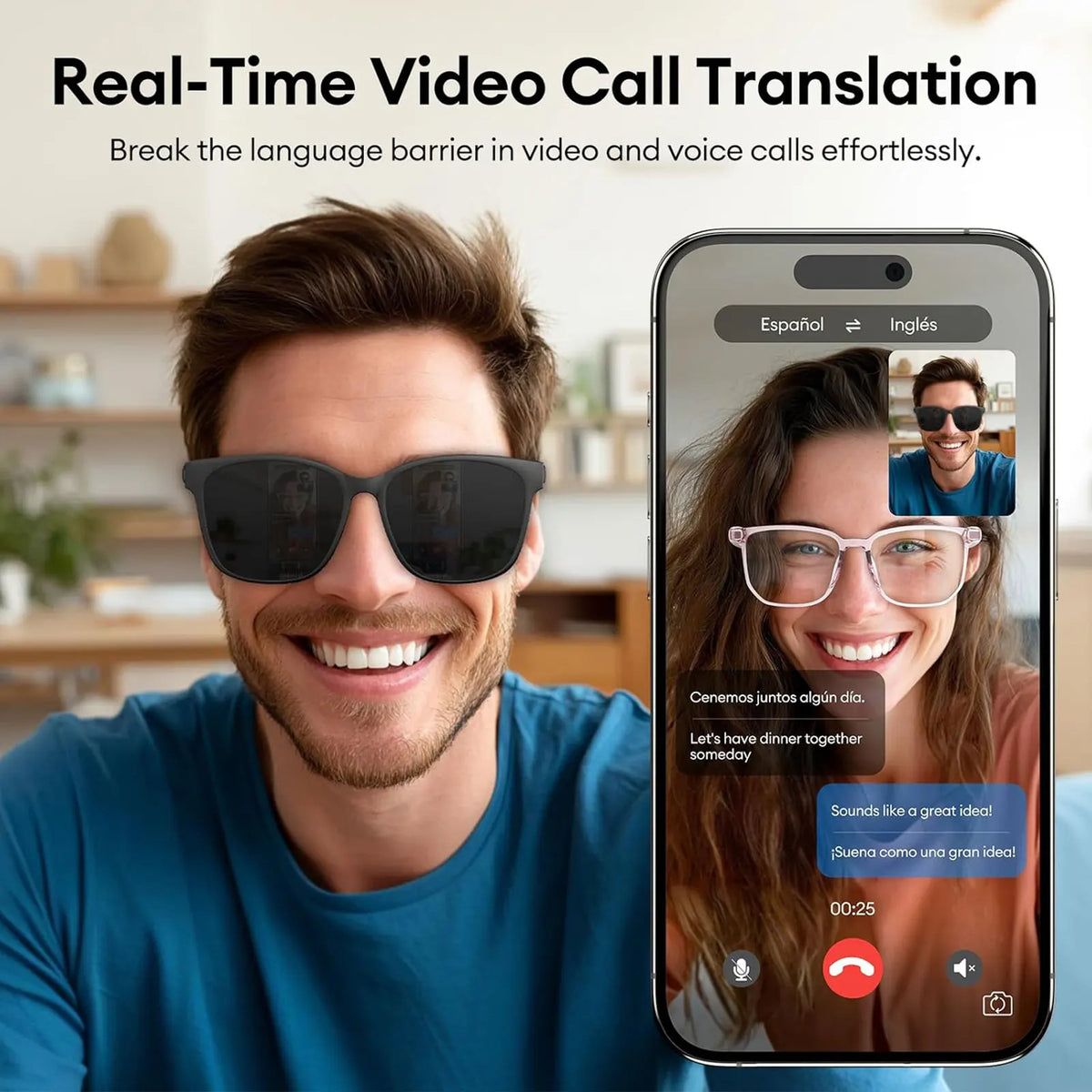 Giinova Smart AI Translation Glasses Featuring Bluetooth Audio And Interpreter