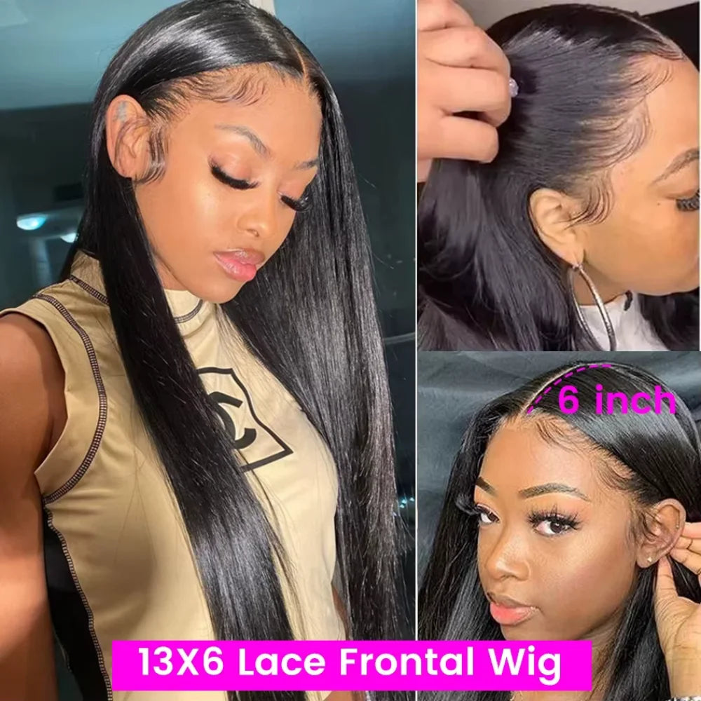16 42 Inch Natural Black Bone Straight Hair 250 Density 13x6 13x4 Hd Transparent Lace Frontal Wig 5x5 Glueless Wig Real Brazilian Human Hair Wig