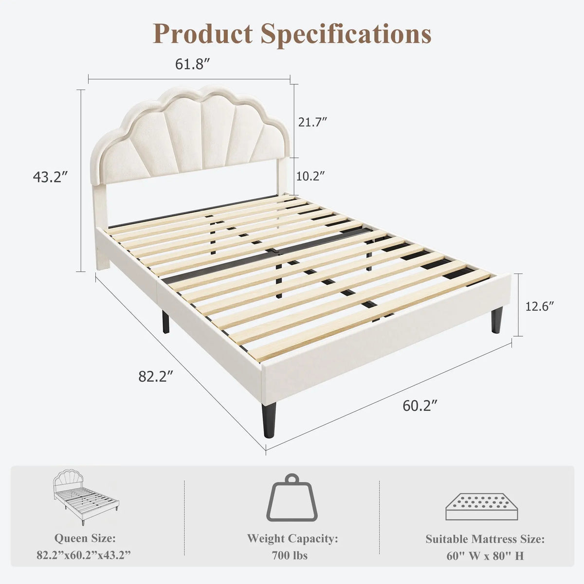 HiMISS LED Upholstered Bed Frame With Velvet Shell Headboard
