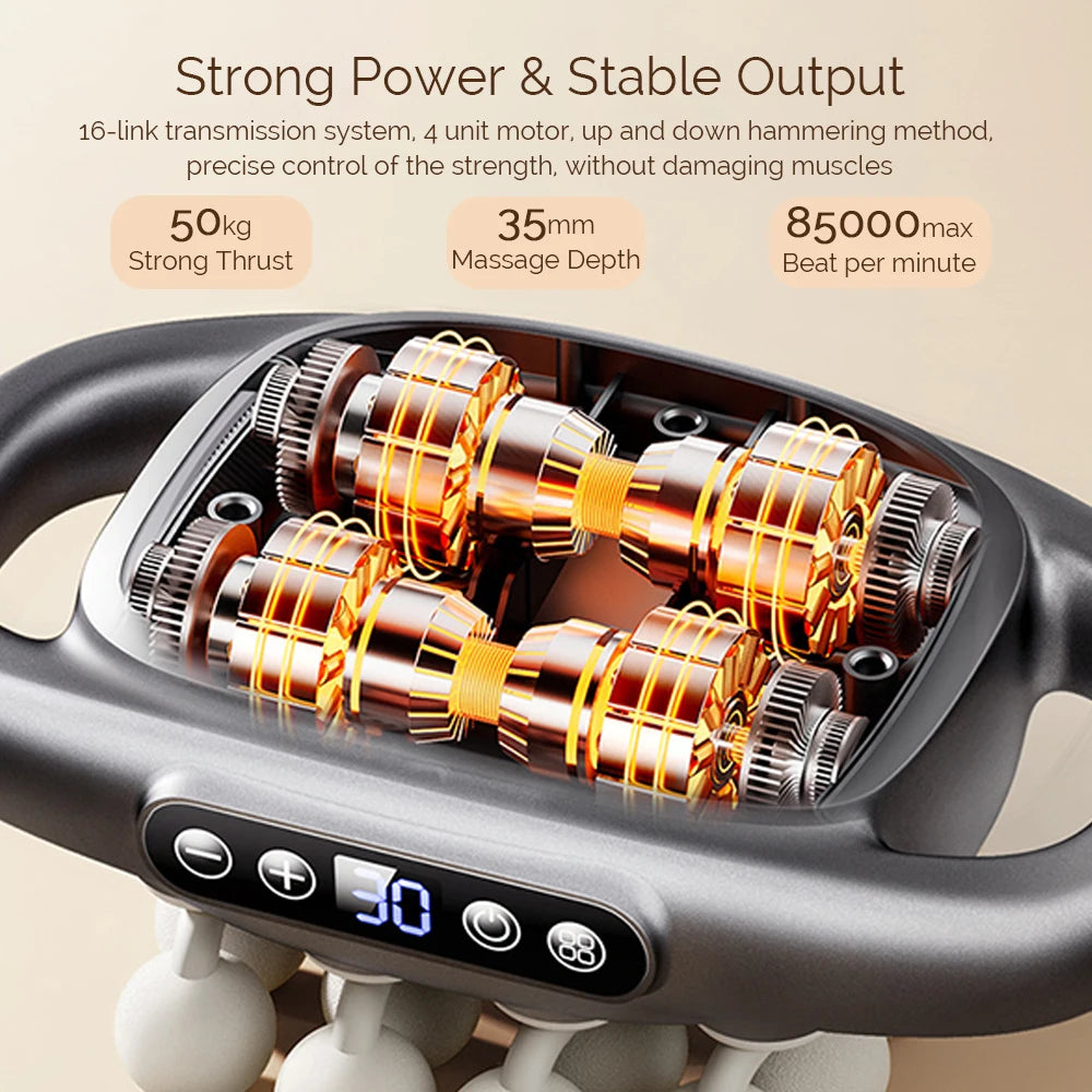 Foreverlily 16 Head Fascia Gun High Frequency Back And Waist Massage Gun