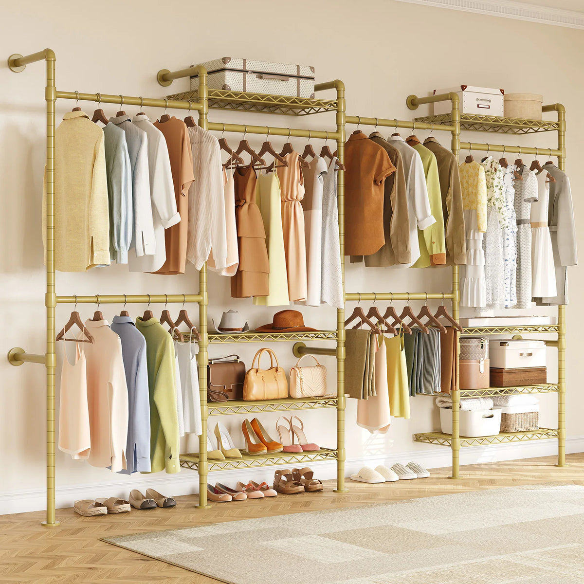 ONBRILL Wall Mounted Industrial Pipe Clothing Rack Organizer System