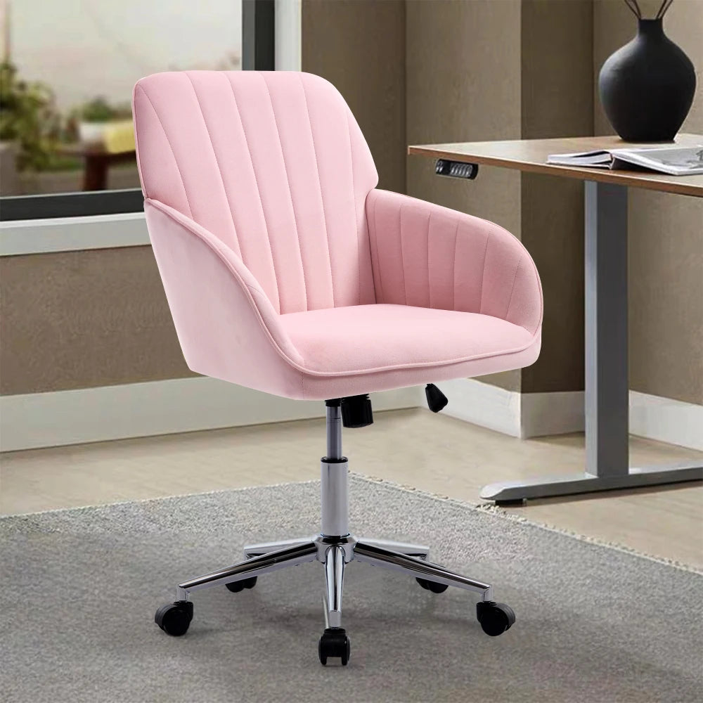 Orraves Adjustable Velvet Office Chair Ergonomic Swivel Desk Chair With Gold Base Comfy Backrest Seat For Home Bedroom Long Time Sitting