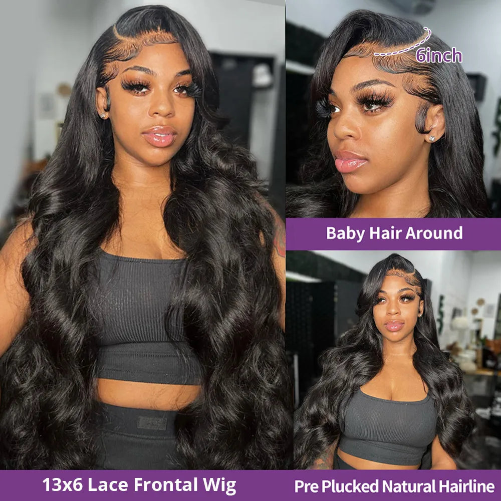 250% Real Density Body Wave 13x6 HD Transparent Lace Front Human Hair Wig 13x4 Lace Frontal Wigs 30 Inch 360 PrePlucked Lace Wig