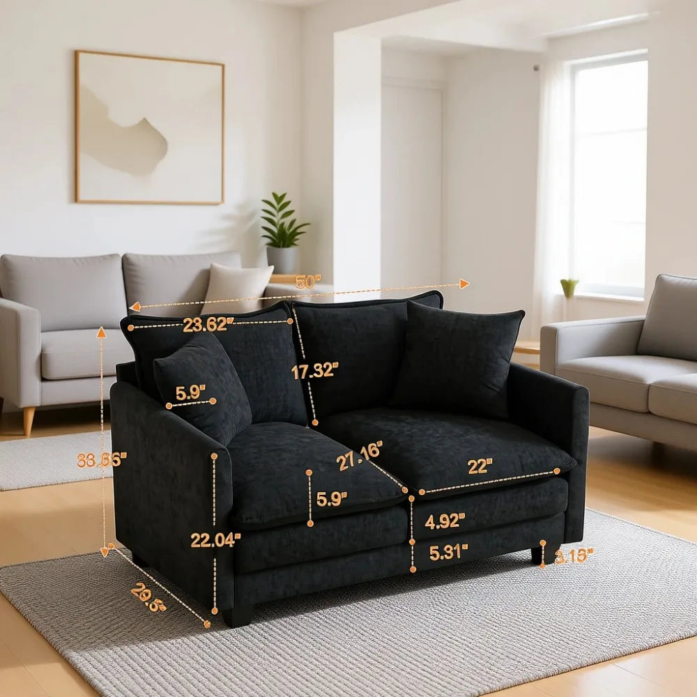 Modern Loveseat Sofa Two Seat Couch For Small Spaces