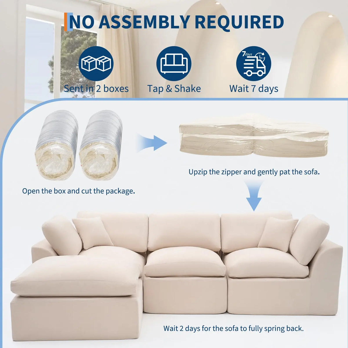 HiMISS Modular Sectional Sofa With Deep Seat Memory Foam Comfort