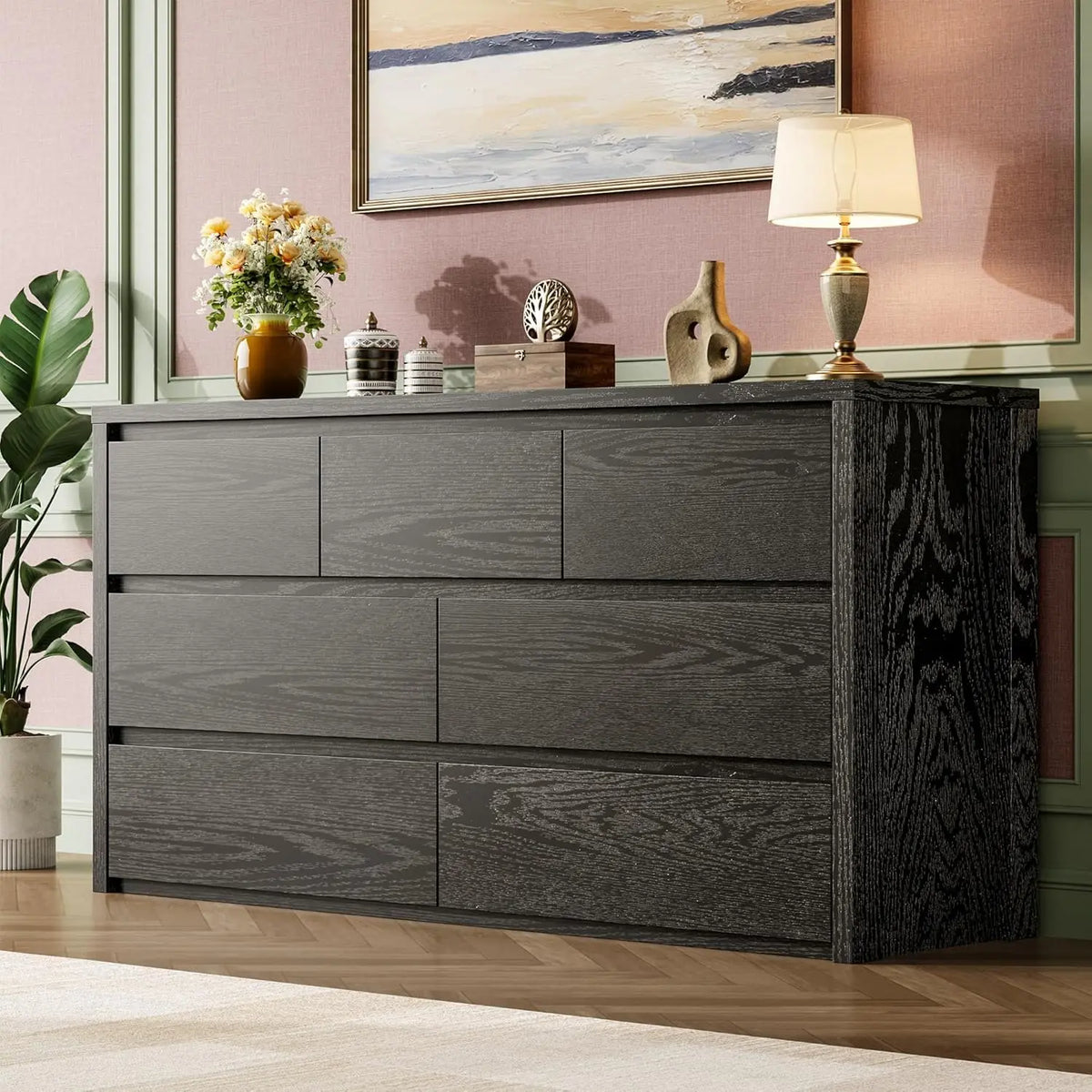 GAOMON Modern 7 Drawer Wooden Dresser With Spacious Storage