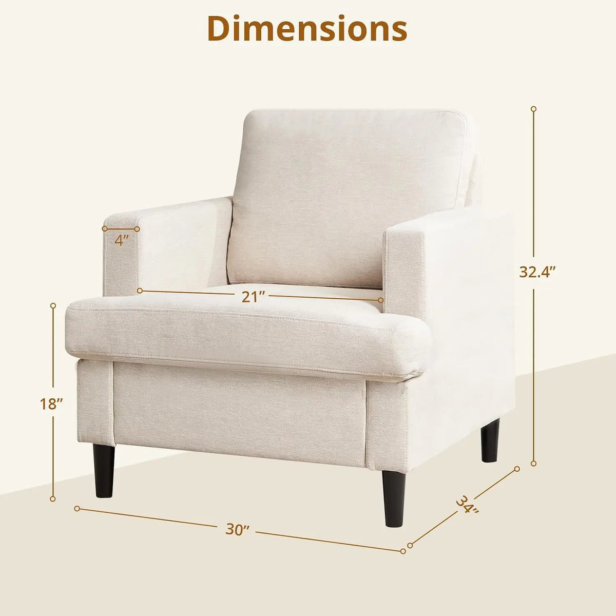 Garvee Mid Century Modern Linen Upholstered Reading Accent Chair
