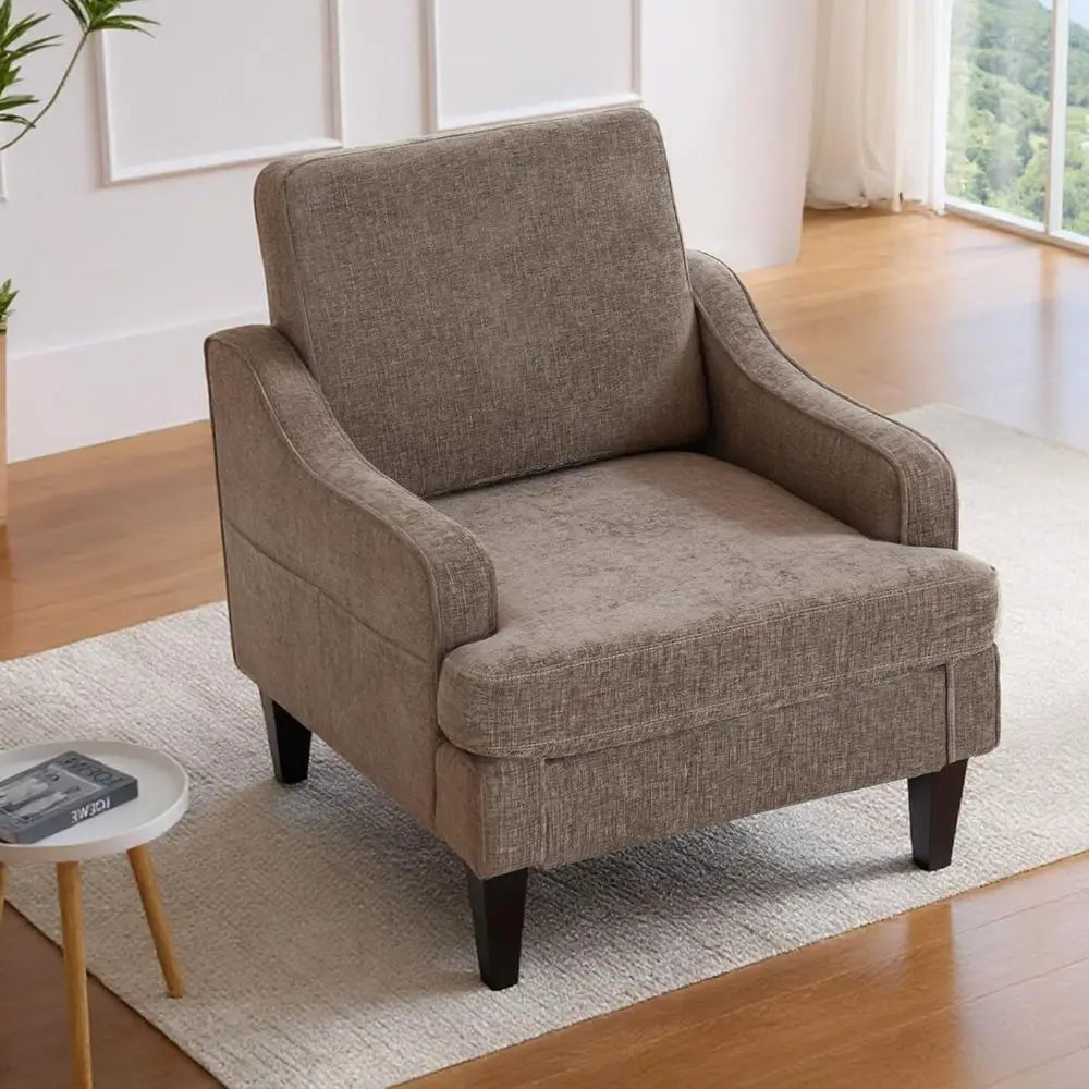 Accent Chair or Living Room,-Century Arm Chair Chenille abric Living Room Chairs,Upholstered Reading Chair or Bedroom,Single Soa