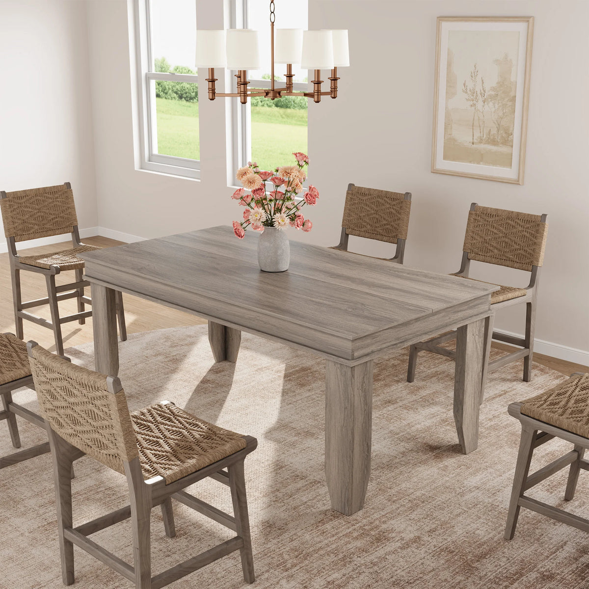 GarveeLife Farmhouse Rectangular Wood Dining Table for Family Meals