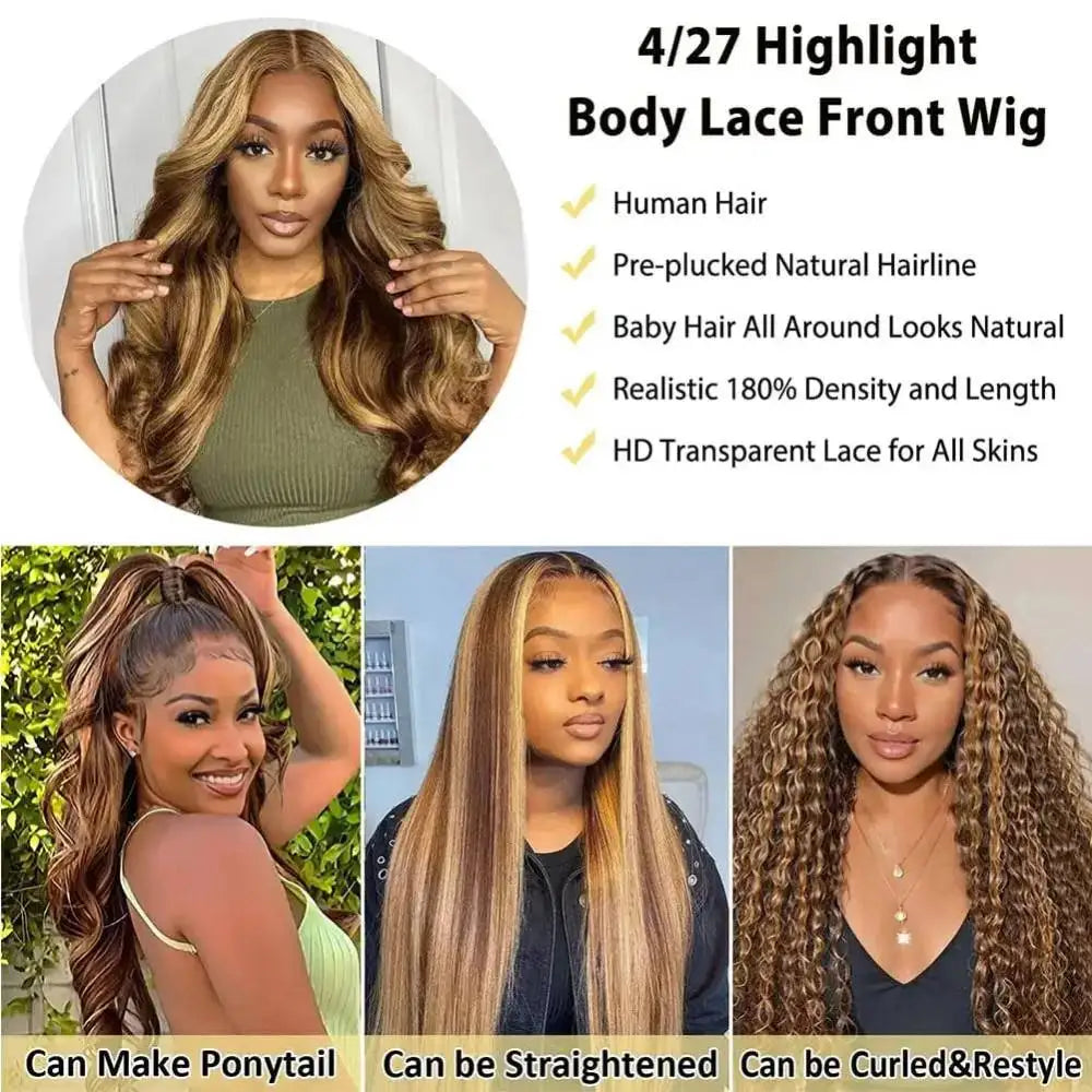 Larhali Remy Body Wave Lace Front Wig HD Transparent