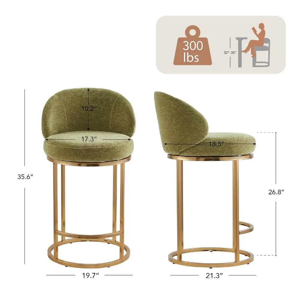 Swivel Bar Stools Set of 2 With Upholstered Backrests