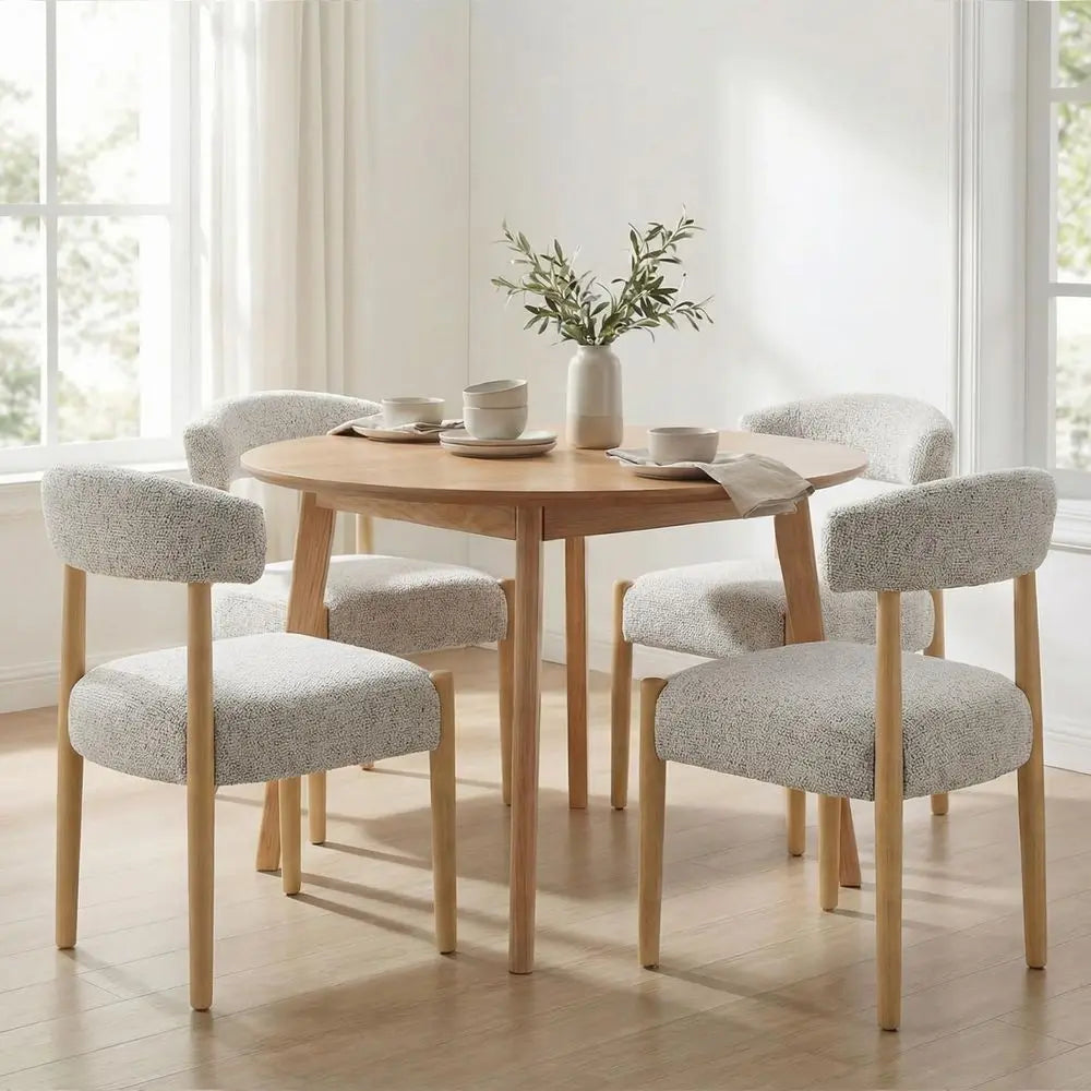 XMSJ Modern Upholstered Wooden Dining Chairs With Curved Backrests