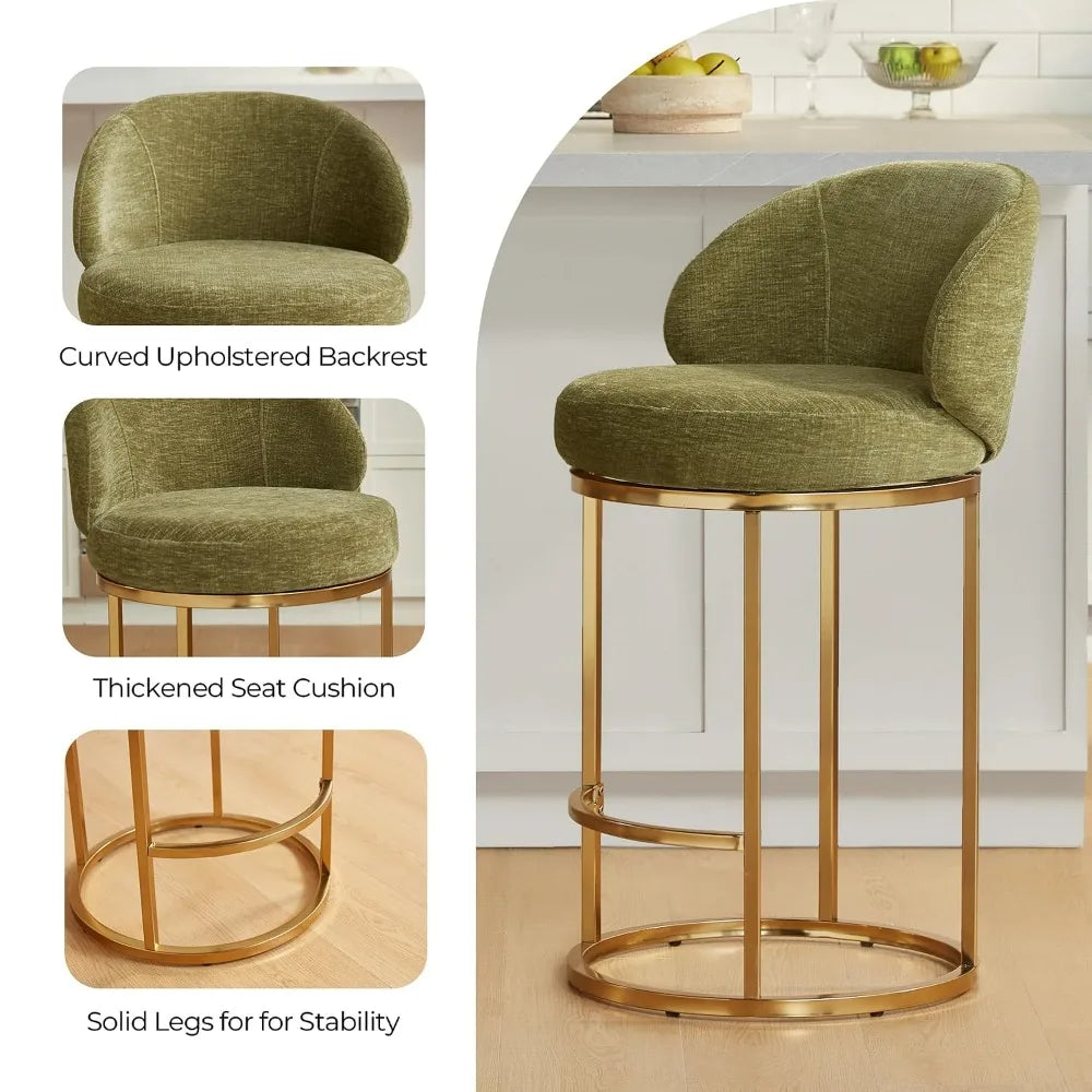 Swivel Bar Stools Set of 2 With Upholstered Backrests