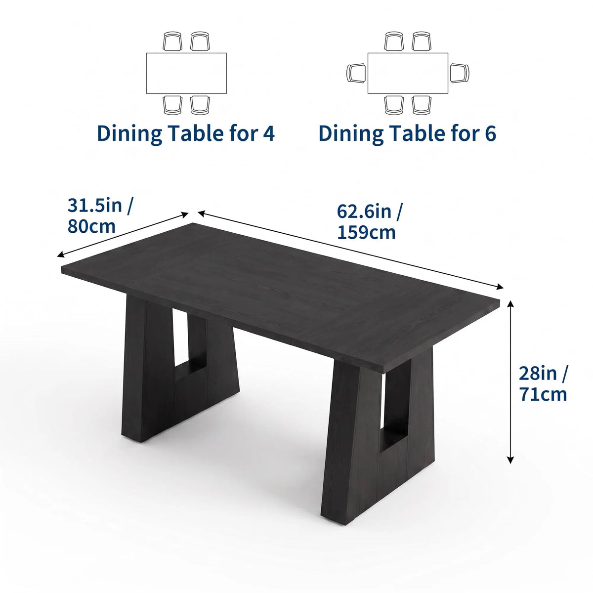 Modern Wooden Dining Table With Heavy Duty Legs For Home