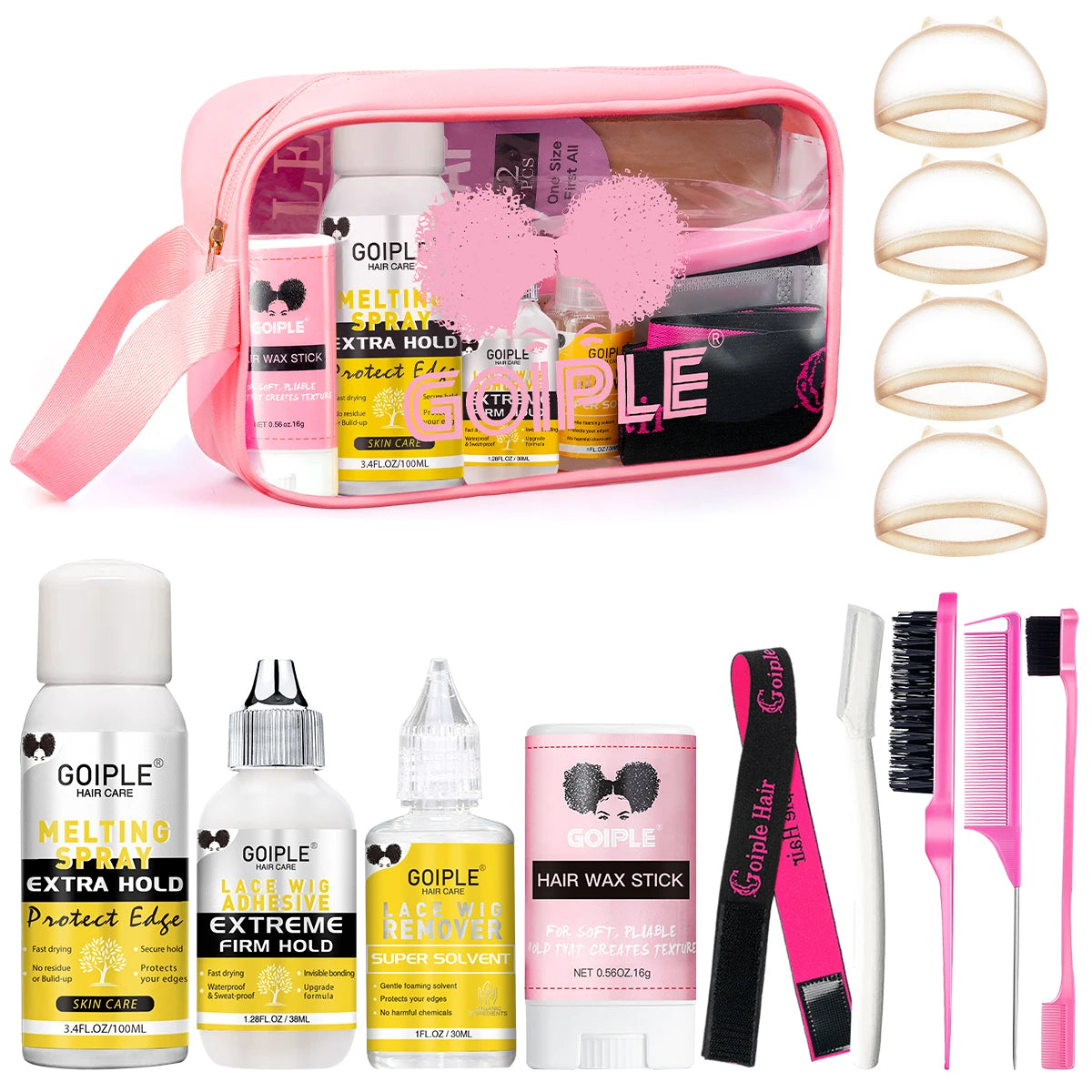 GOIPLE Extreme Firm Hold Lace Wig Glue Waterproof & Sweatproof Invisible Bonding Adhesive For Lace Wigs