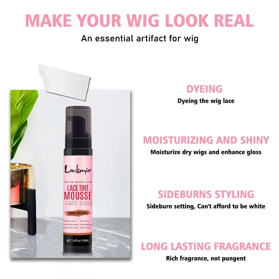 Professional Lace Wig Install Kit with Hot Comb Hair Straightener, Lace Tint Mousse, Strong Hold Wig Glue & Rosemary Oil, Complete Wig Styling Set