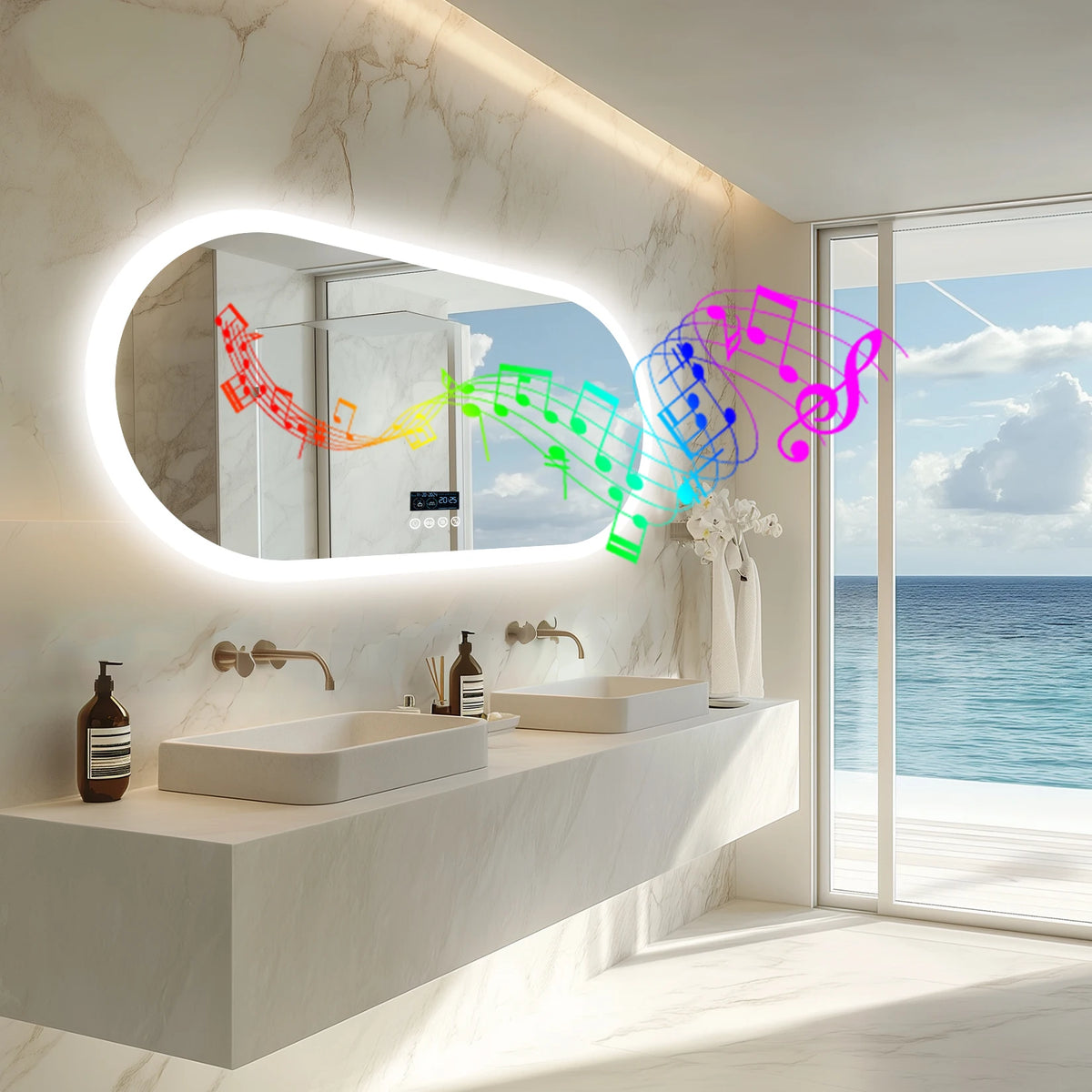 Wisfor Fogless Oval LED Bathroom Mirror With Bluetooth Speaker