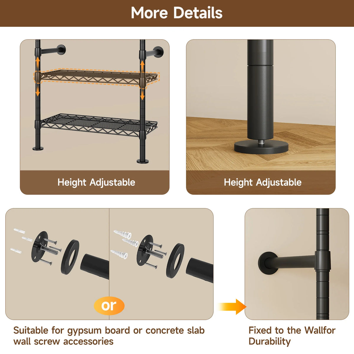 ONBRILL Wall Mounted Industrial Pipe Clothing Rack Organizer System