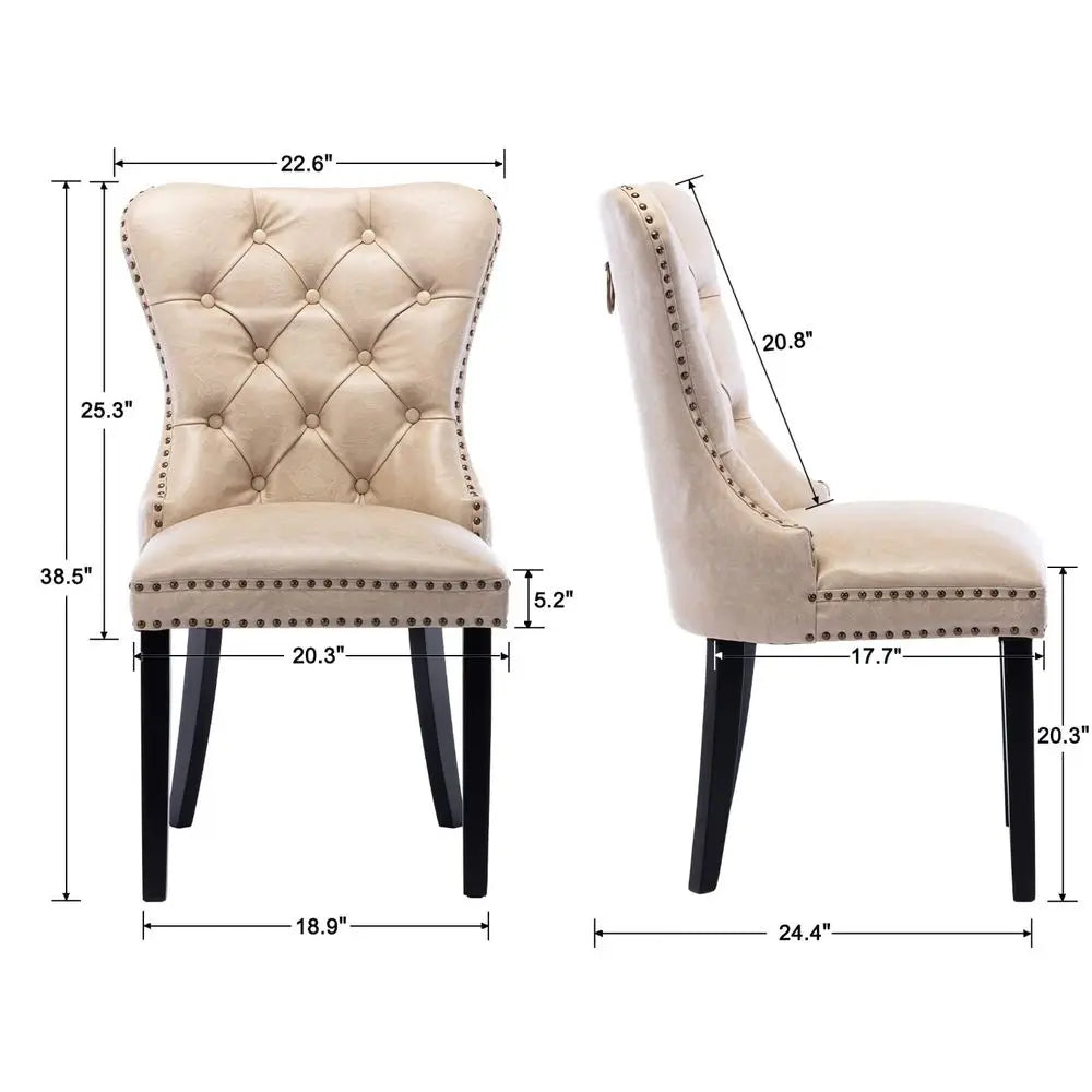 XMSJ Mid Century Modern Tufted Leather Dining Chairs