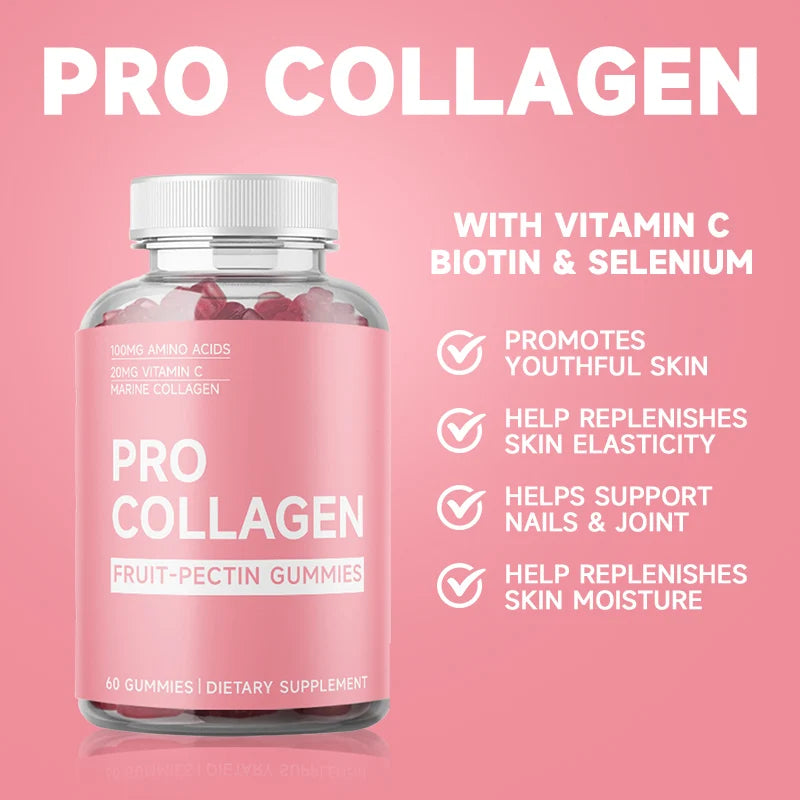 Biotin Gummies For Hair Skin Nails Support Collagen Boost
