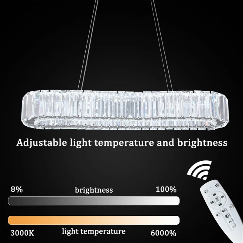 GreeLustr Indoor K9 Crystal Oval Ring LED Pendant Lamp Chandelier