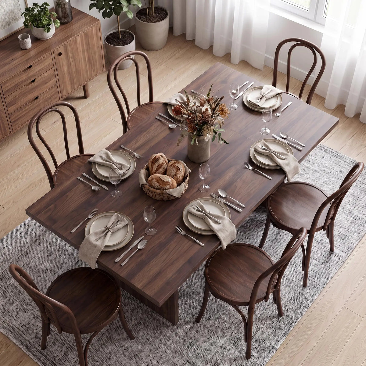 HiMISS Modern Dining Table With Wood Top And T-Shaped Base