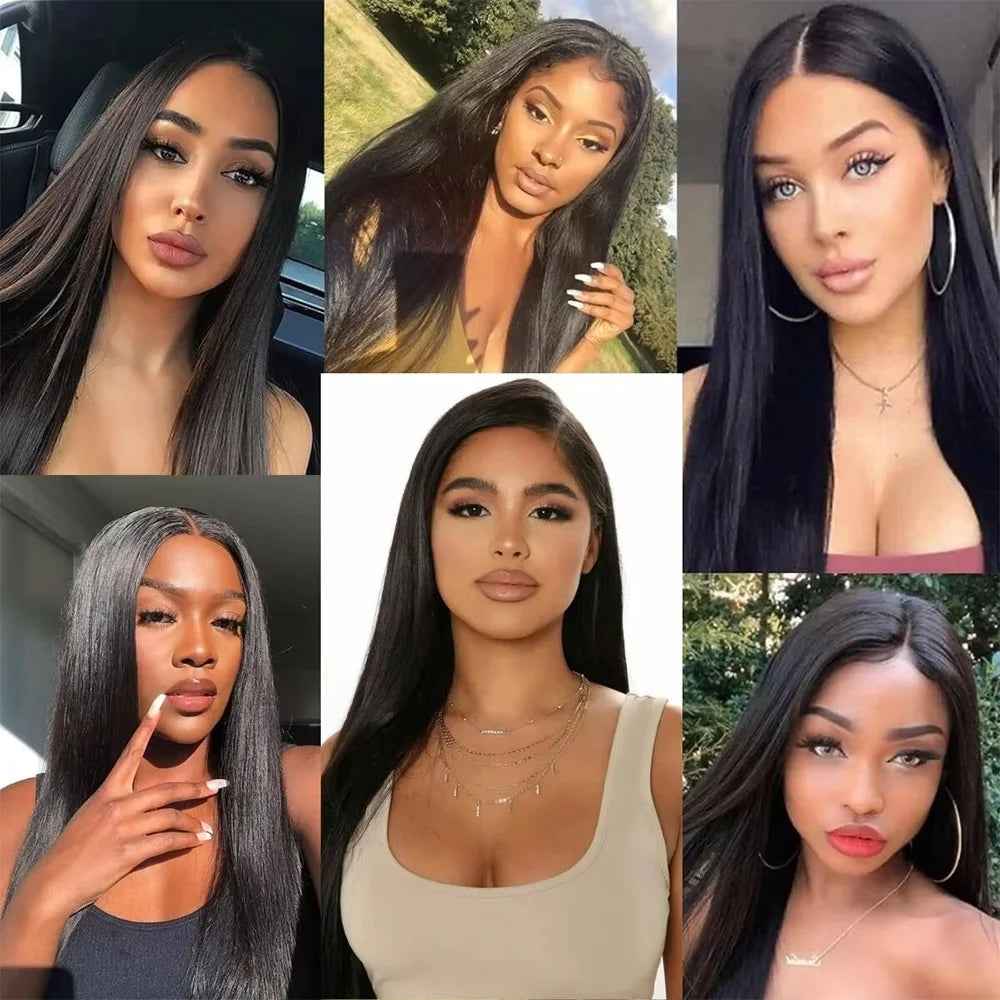 5x5 Glueless Wig 34 Inch 250 Density Bone Straight 13x6 13x4 HD Transparent Lace Frontal Wig Brazilian For Women
