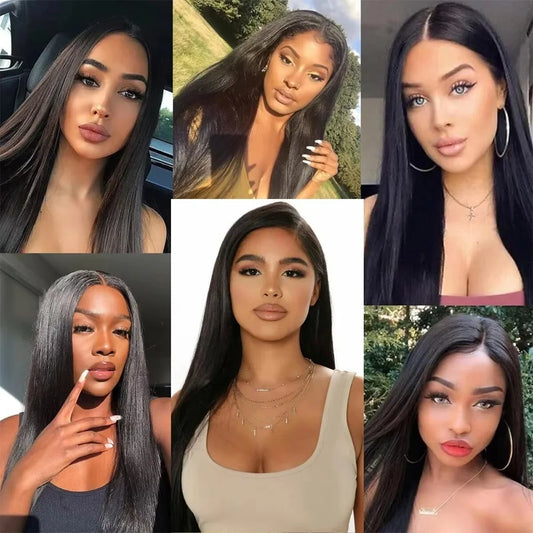 5x5 Glueless Wig 34 Inch 250 Density Bone Straight 13x6 13x4 HD Transparent Lace Frontal Wig Brazilian For Women