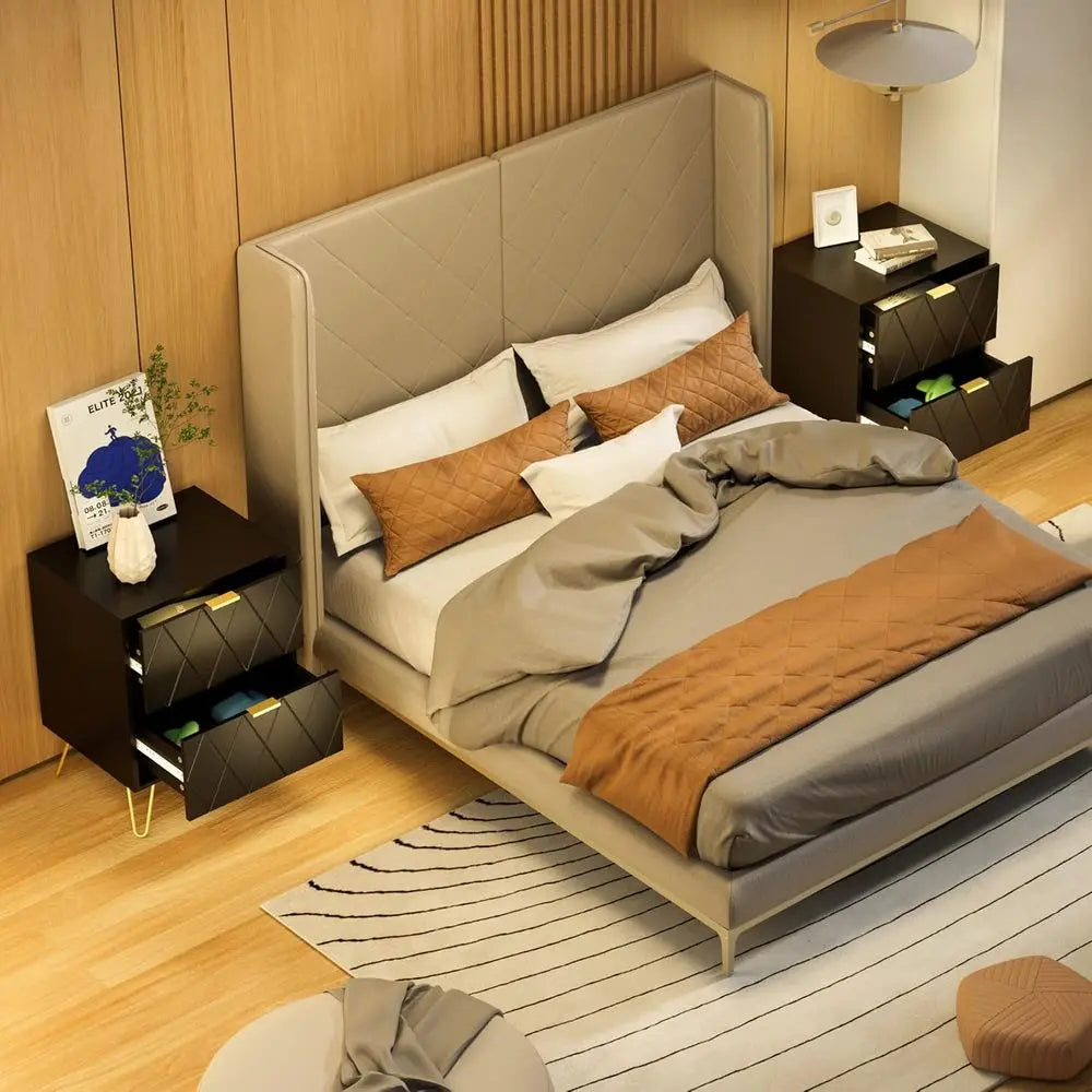 Three Piece Bedroom Furniture Set With Dresser And Nightstands