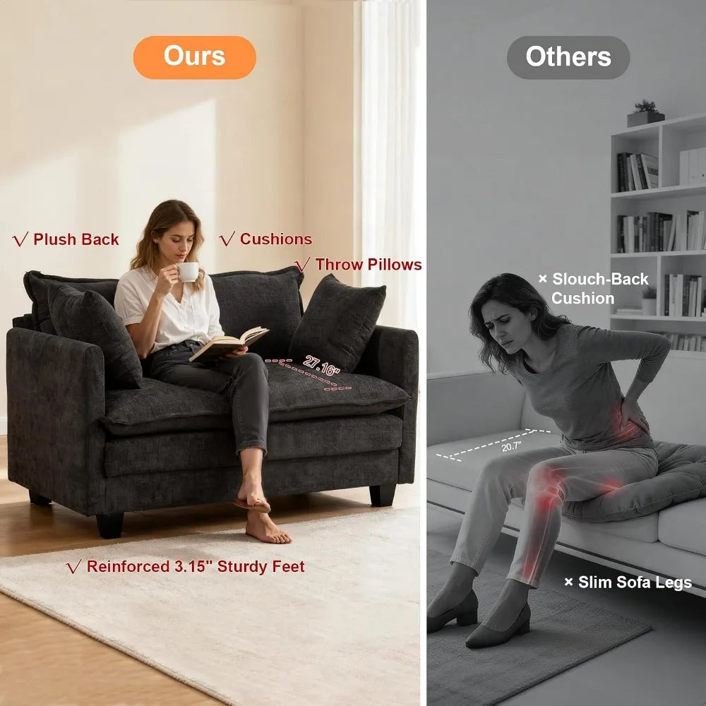 Modern Loveseat Sofa Two Seat Couch For Small Spaces