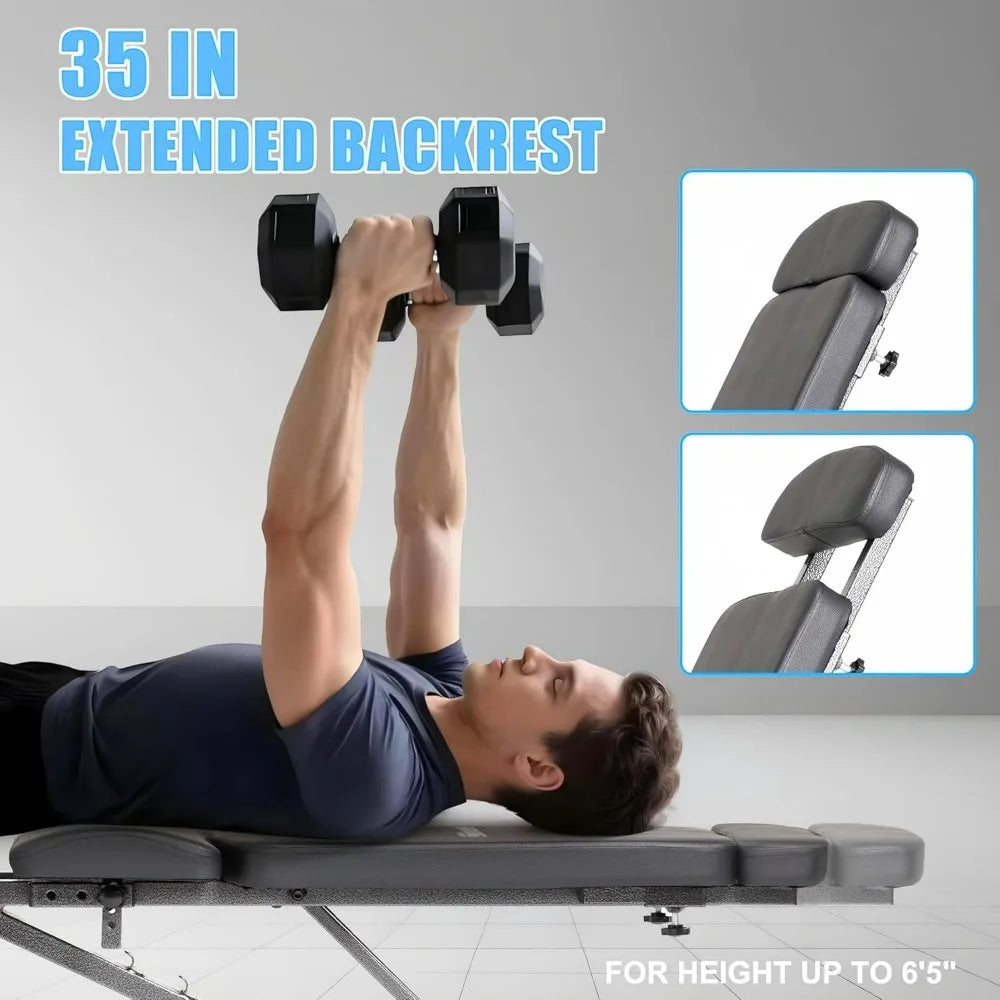 Adjustable Foldable Portable Weight Bench for Home Gym 700-800LBS Flat Incline Decline Workout Bench Full Body Exercise Easy As