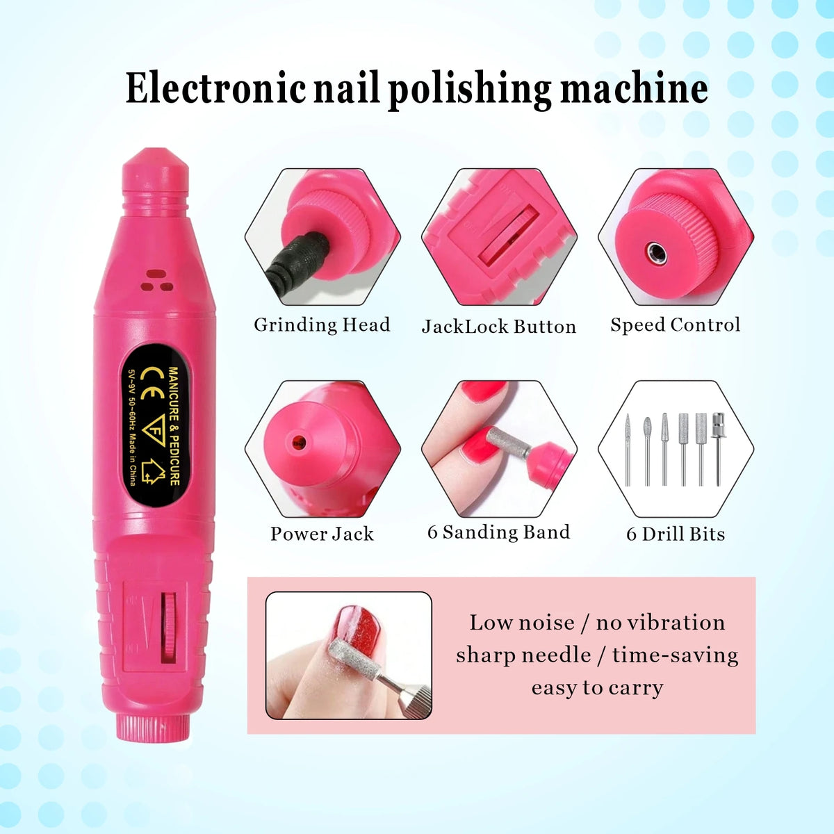 Nail Care Tool Set, Featuring a UV Nail Lamp, Nail Polisher, Cuticle Pusher and Remover, Toe Nail Separator, Nail File, and Nail Brush. Suitable for Professional Nail Salons or Home Nail Care. Perfect Holiday Gift.