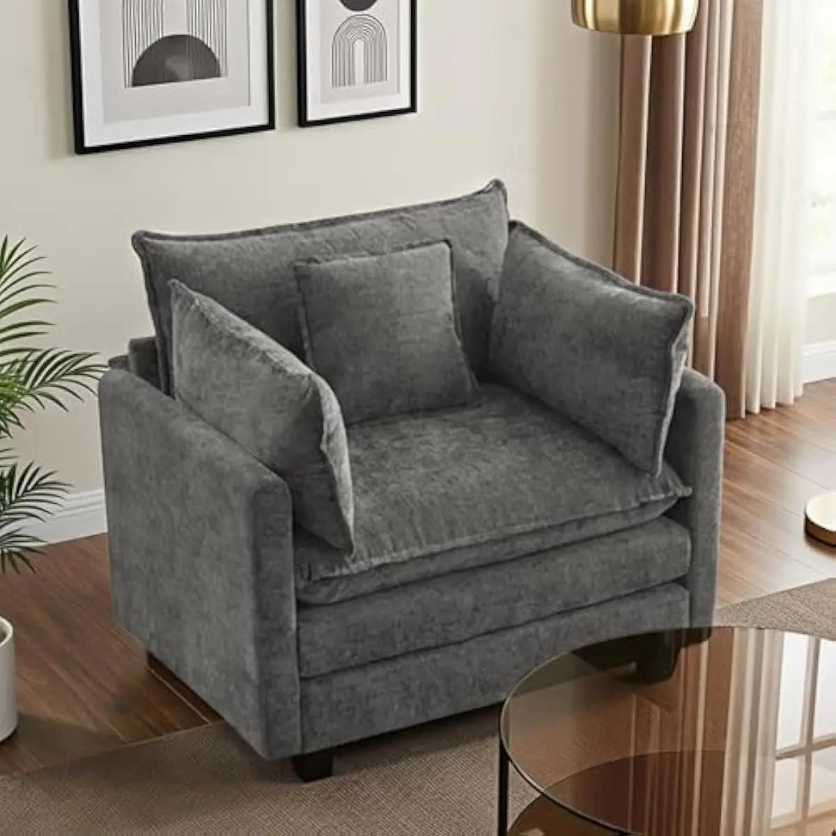 Modern L Shaped Modular Sectional Sofa With Washable Chenille Covers