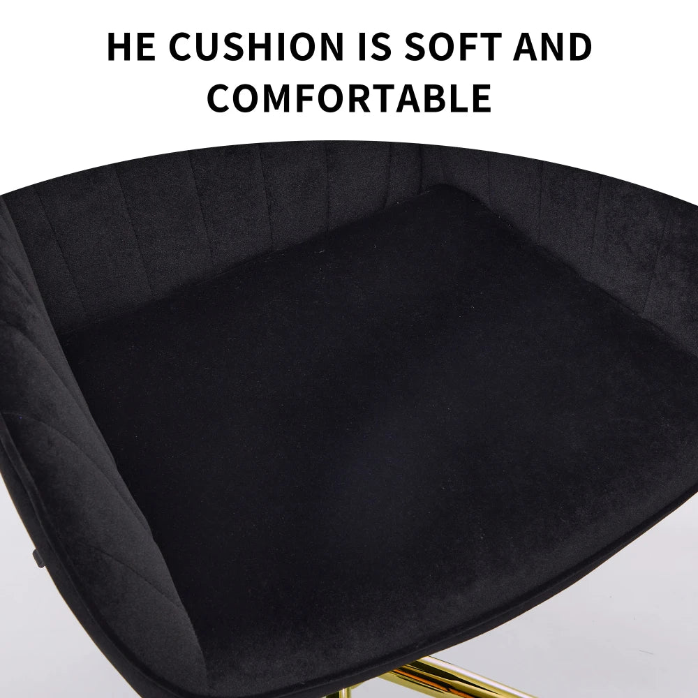 Orraves Adjustable Velvet Office Chair Ergonomic Swivel Desk Chair With Gold Base Comfy Backrest Seat For Home Bedroom Long Time Sitting