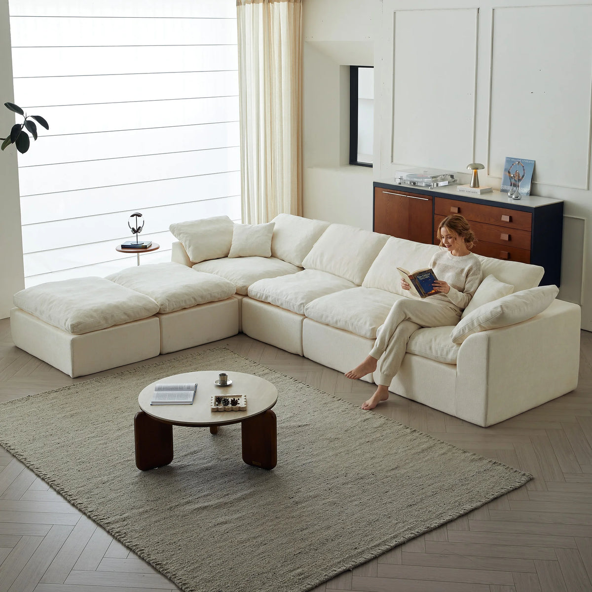 Yeflixvrau Modern U Shaped Cloud Sectional Sofa With Removable Cushions