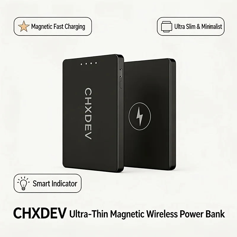 10000/5000mAh Portable Power Bank, Wireless Charger, Ultra-thin Power Bank, Phone Charger, Fast Charging, Built-in Type-C Dual Output Cable, Compatible with All Type-C Charging Phones, Holiday Gift, Black
