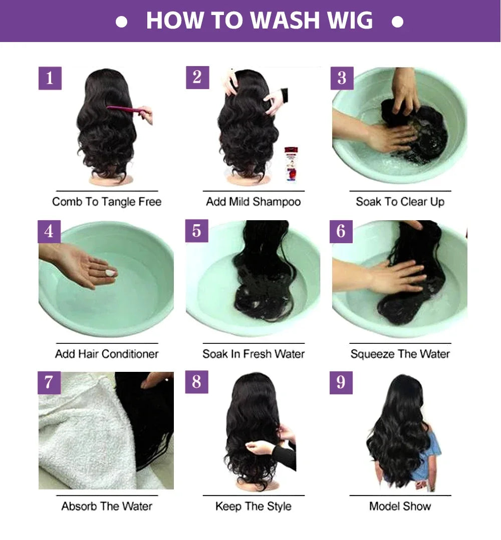 BUNGIOL Glueless Human Hair Lace Front Wig Pre Plucked Hairline