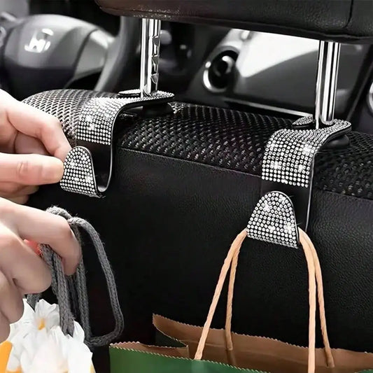 Rhinestone Car Seat Headrest Hook Backseat Organizer