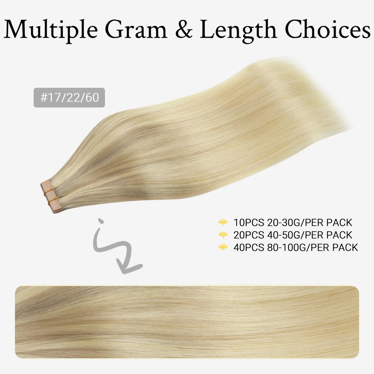Sunmofavo Seamless Tape In Hair Extensions 100% Real Remy Human Hair Straight, Ash Brown To Platinum Blonde Ombre Silky Glossy ,20Pcs 50g,  Firm Hold After Heat Application, Instant Volume, Salon Professional Tape Ins