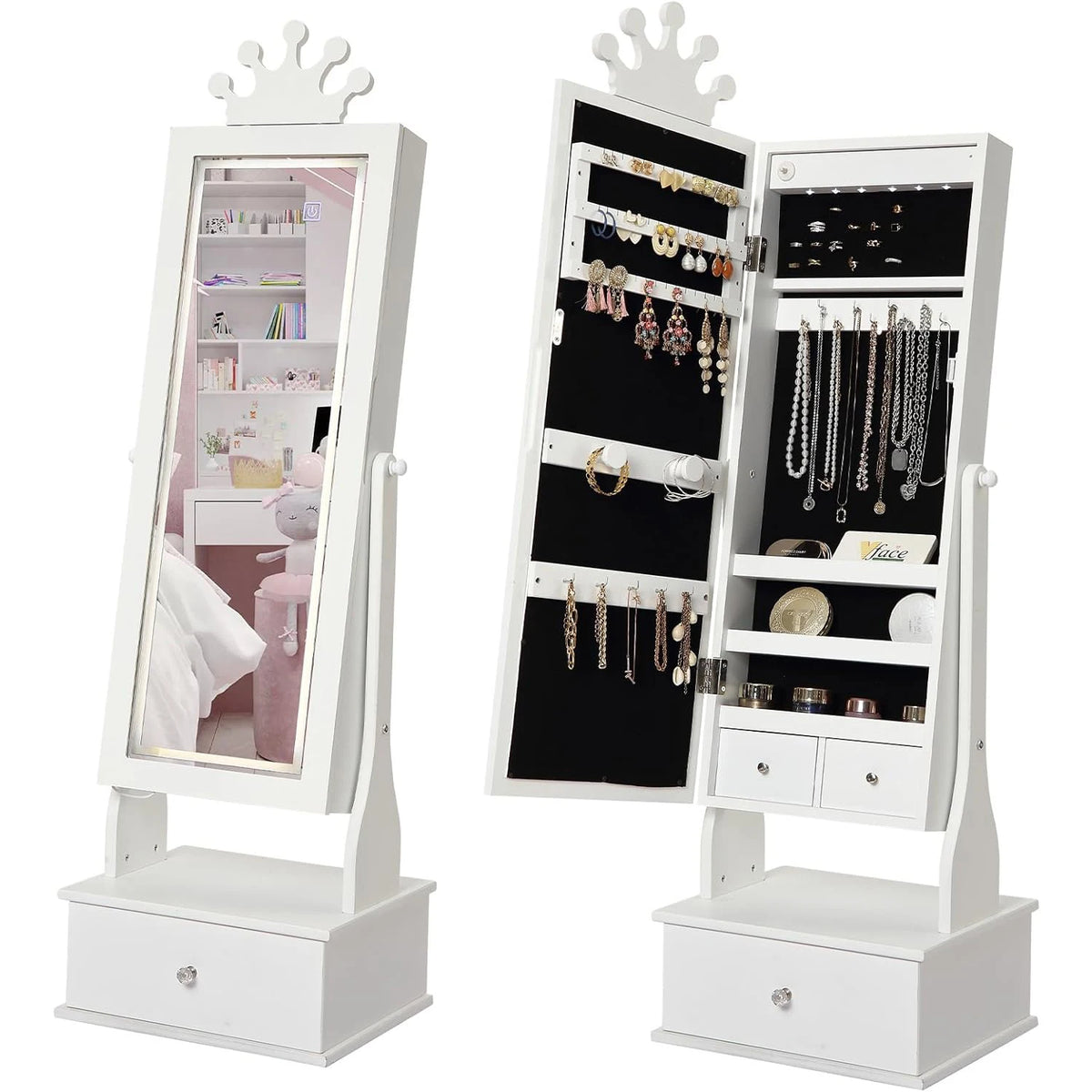 TWISTER CK Kids Jewelry Armoire With Full Length LED Mirror