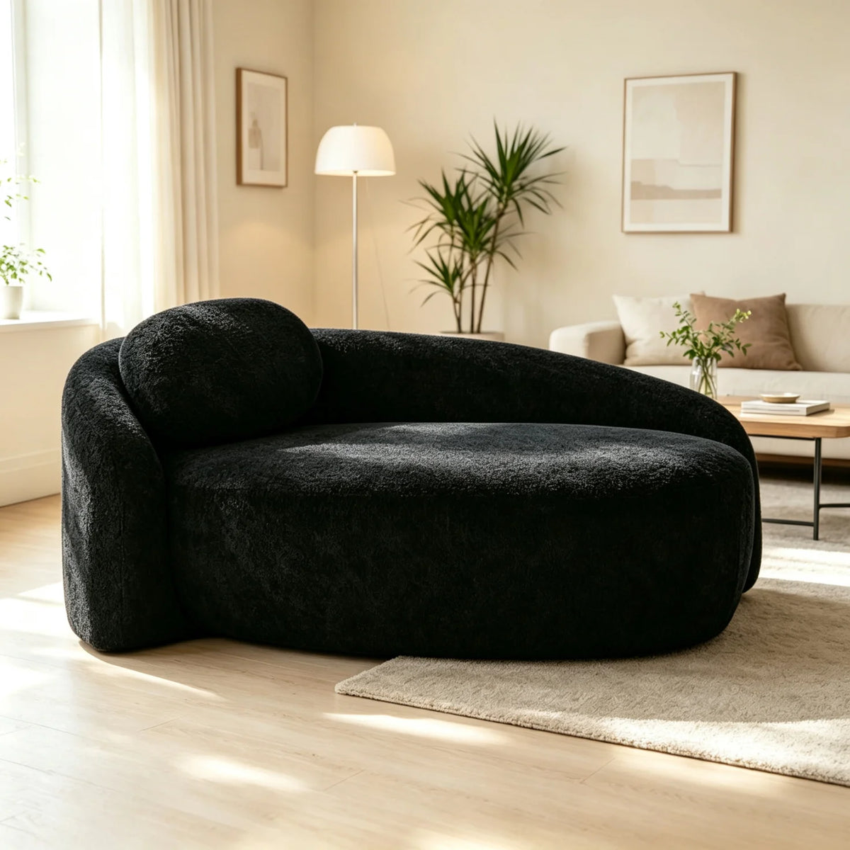 Modern Curved Oval Chaise Lounge Chair With Matching Pillow