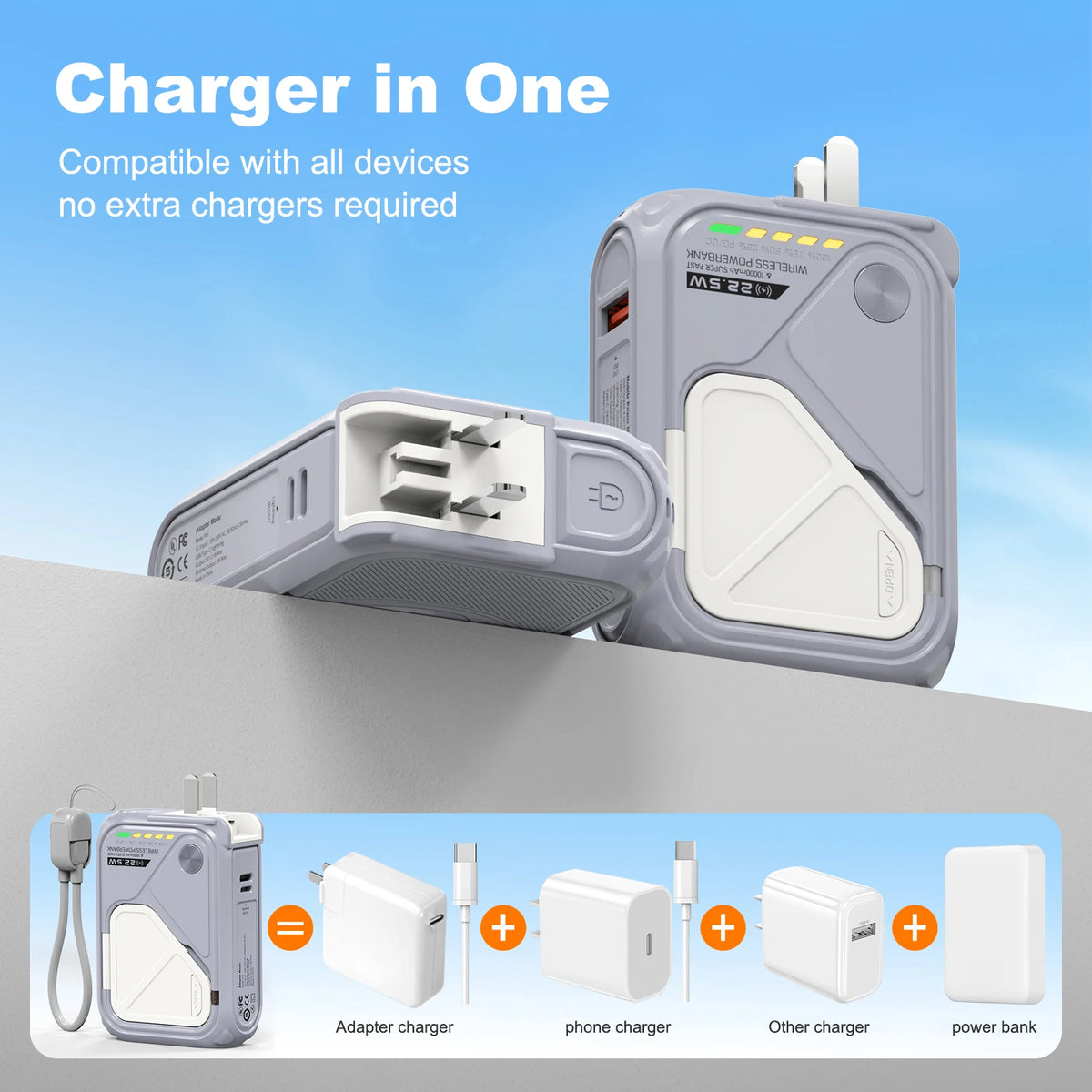 PRUNUS 22.5W Magnetic Wireless Power Bank 10000mAh USB Type C
