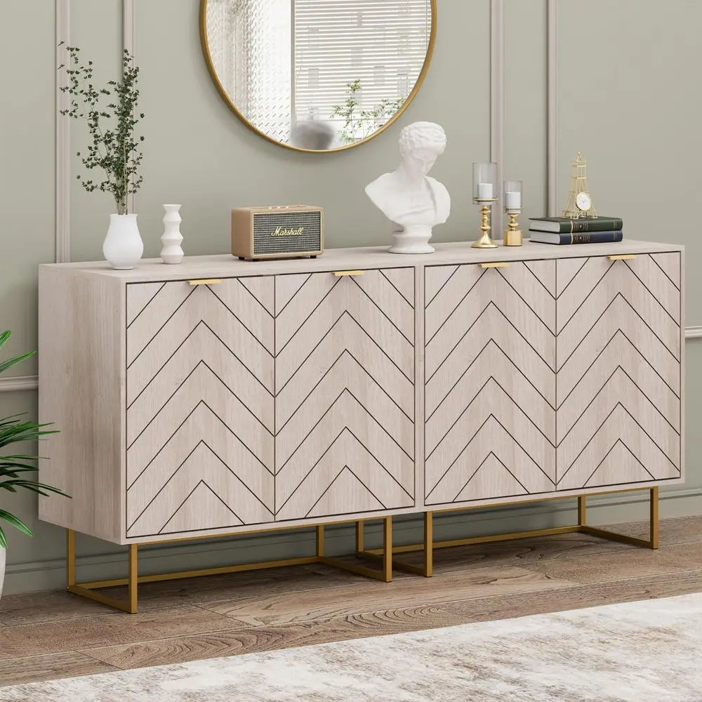 XMSJ Sideboard Buffet Cabinet With Doors And Adjustable Storage Shelf